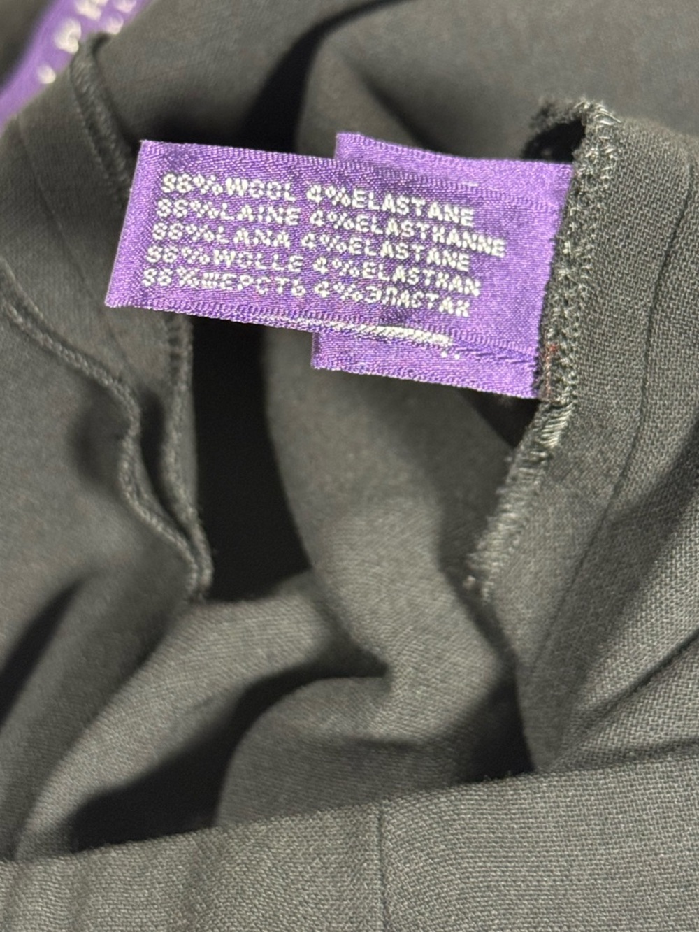 Ralph Lauren Purple Label Collection Wool Pant Sz 10 Designer Black Career - Picture 8 of 8